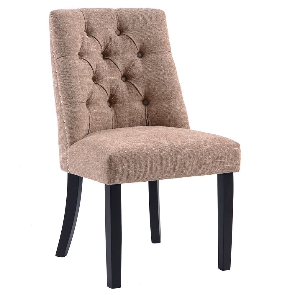TOPMAX Linen Upholstered Chair Set of 6, with Curved Backrest and Rubber Wood Legs for Dining Room, Bedroom, Living Room, Office - Ginger