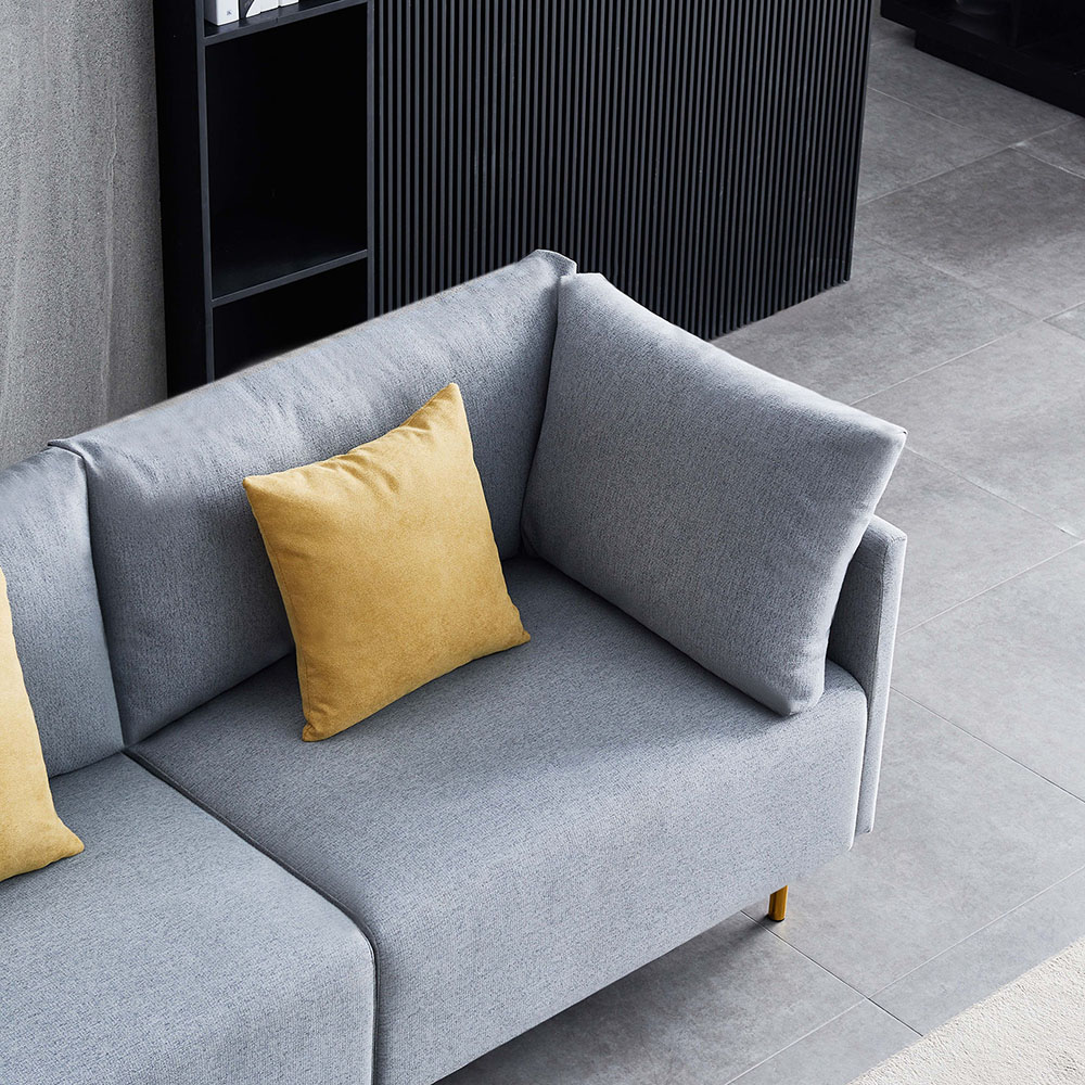 74" Dual Person Fabric Sofa Metal Legs Foam Filling, Easy to Clean, for Living Room, Apartment, Studio, Office - Gray