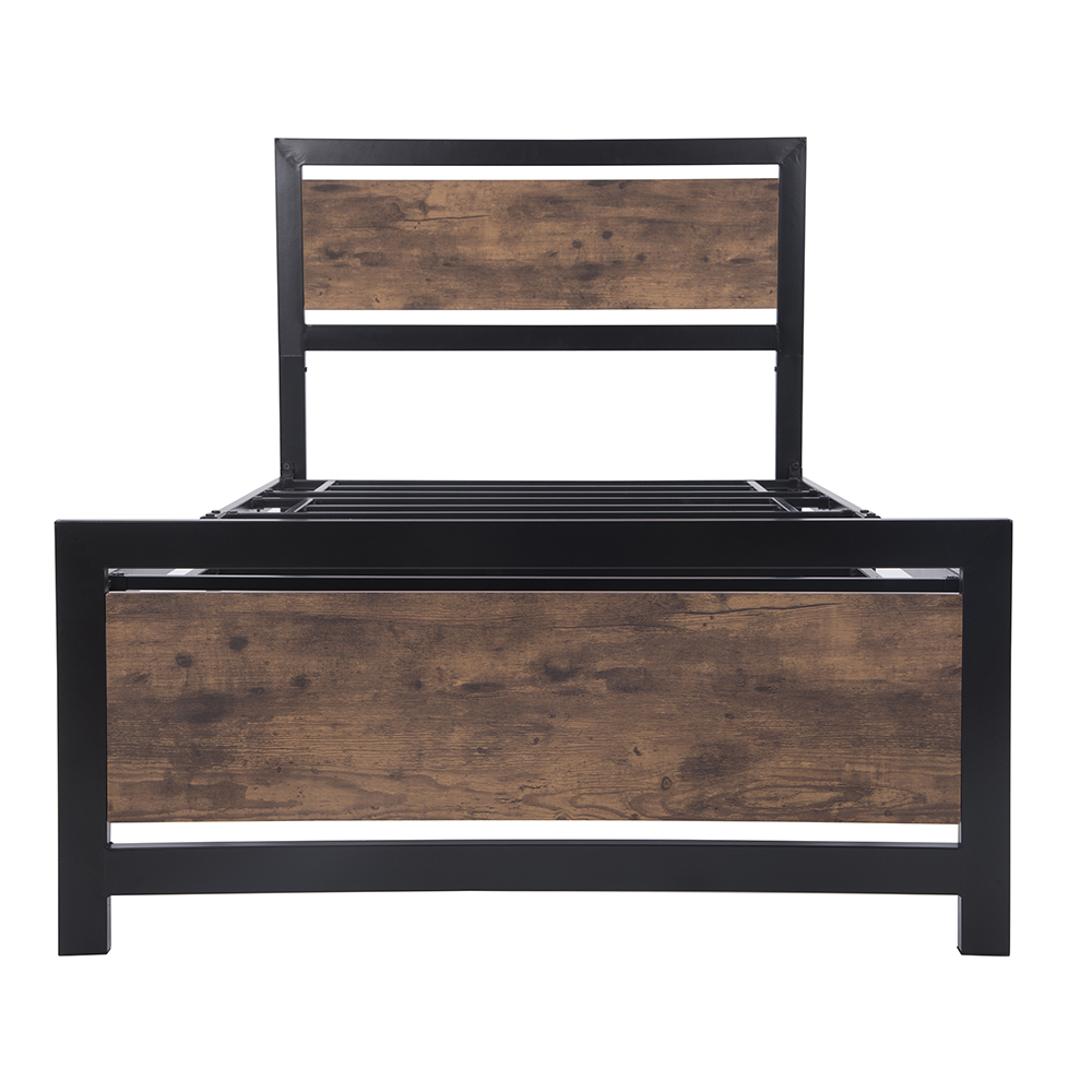 Home Metal Bed Frame with Headboard and Footboard Twin Size (Only Frame) - Black