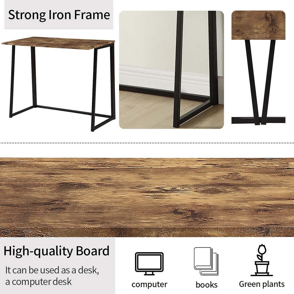 Home Office Folding Computer Desk for Small Space - Brown
