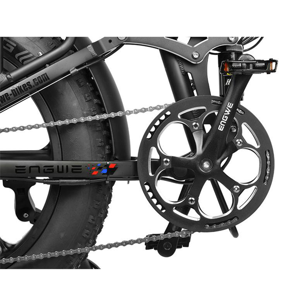 ENGWE Pro 750W 20" x 4.0 inch Fat Tire Electric Folding Bicycle Mountain Beach Snow Bike Aluminum Alloy Frame 8 Speed Gear E-Bike with Removable 48V 12.8A LG Battery Hydraulic Disc Brakes Max Speed 45km/h - Space Gray