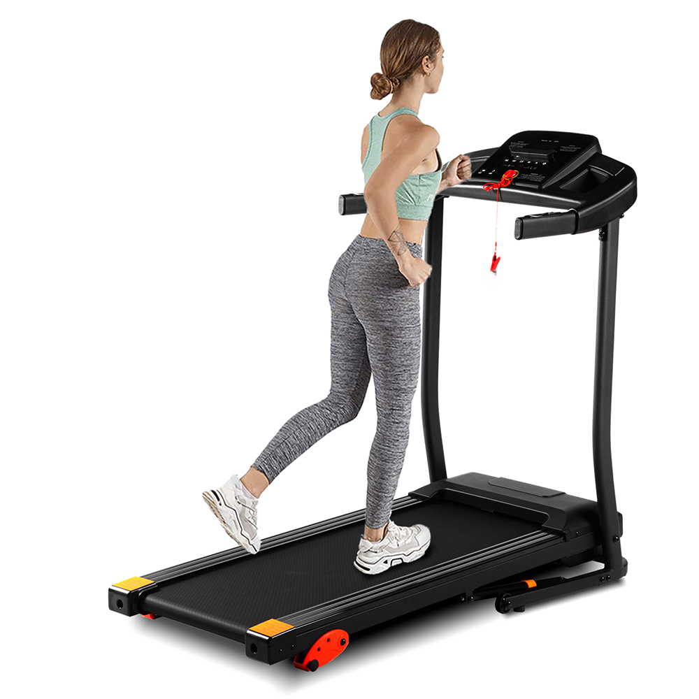 Home Use Folding Treadmill, 15 Preset Programs with LED Display Panel with MP3/USB Playback Function - Black