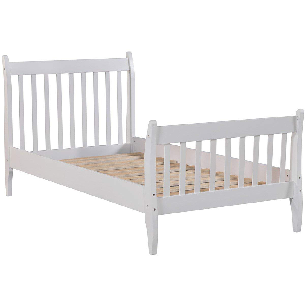 TOPMAX 80" Wooden Bed Frame with Wooden Slats and Railings (Frame Only) - White