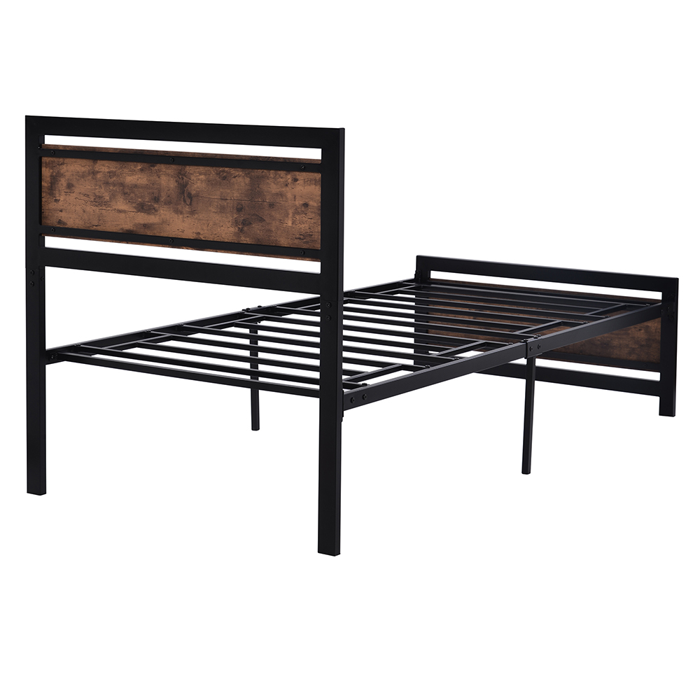 Home Metal Bed Frame with Headboard and Footboard Twin Size (Only Frame) - Black