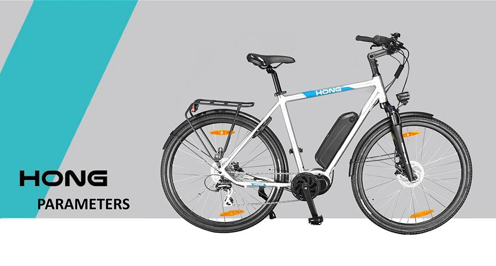 HONG CD-02 URBAN Electric Bike 700C Tire 36V 250W Mid motor Drive 25km/h Speed LG 9.6Ah Li-ion Battery Range up to 50km SHIMANO 8-speed Shift Aluminum Alloy Frame Hydraulic Disk Brake for Male