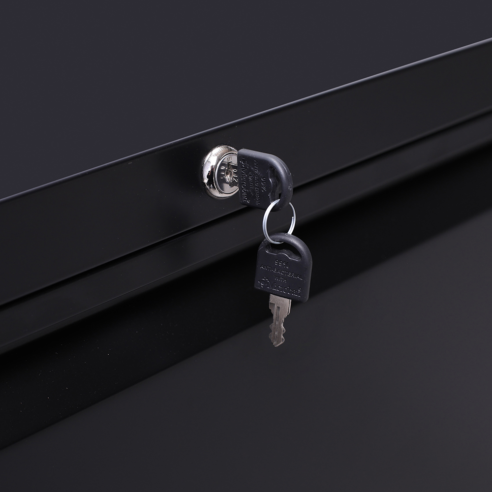Home Office Metal Lateral File Cabinet with 2 Drawers and Lock - Black