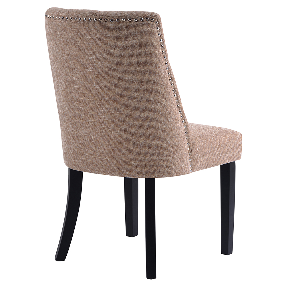 TOPMAX Linen Upholstered Chair Set of 6, with Curved Backrest and Rubber Wood Legs for Dining Room, Bedroom, Living Room, Office - Ginger