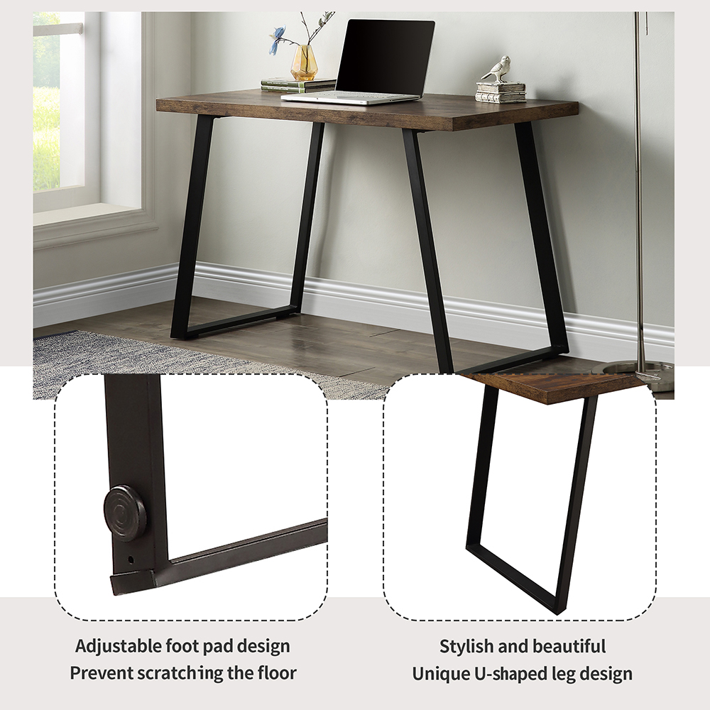 Home Office Computer Desk MDF Desktop U-shaped Metal Feet - Brown