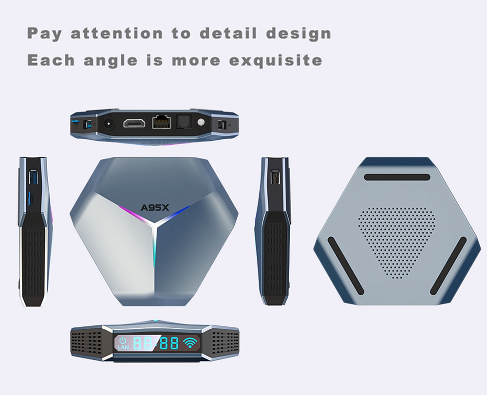A95X F4 Android 11.0 Amlogic S905X4 2GB/16GB TV BOX RGB Light 2.5G+5G WIFI Bluetooth 4.2 8K HDR