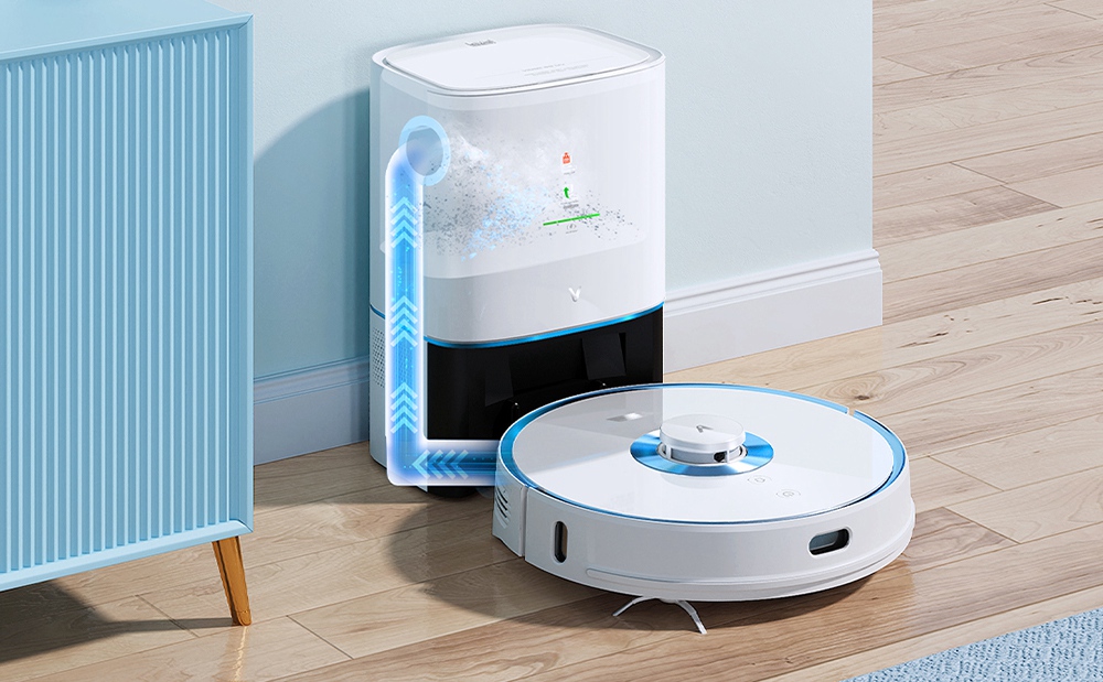 Xiaomi VIOMI Alpha UV Robot Vacuum Cleaner with Intelligent Dust Collector Integrated Sweeping and Mopping 2700Pa Powerful Suction 5200mAh Battery 220 Mins Running Time 250ml Electric Water Tank Mijia APP Control for Pets Hair, Carpets and Hard Floor - Black