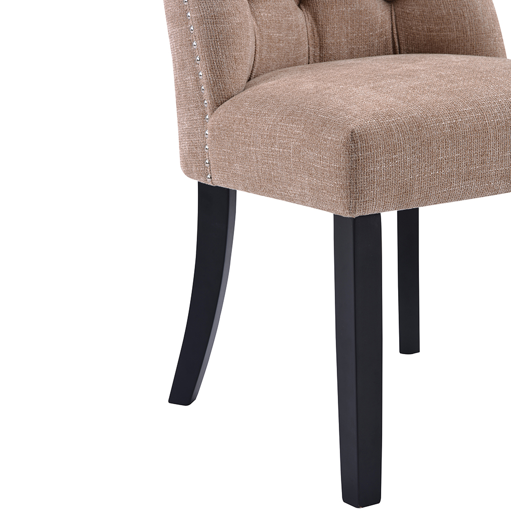 TOPMAX Linen Upholstered Chair Set of 6, with Curved Backrest and Rubber Wood Legs for Dining Room, Bedroom, Living Room, Office - Ginger