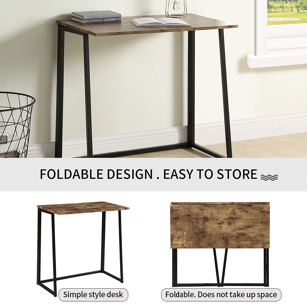 Home Office Folding Computer Desk for Small Space - Brown