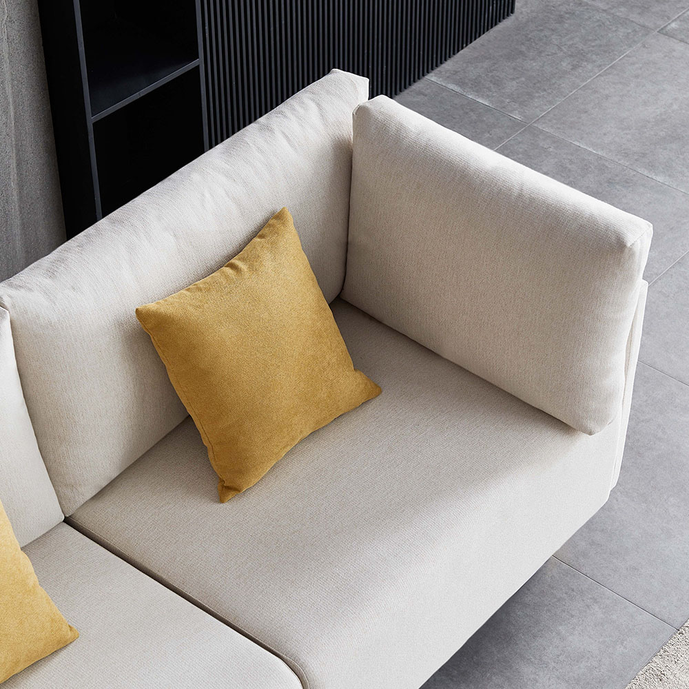 74" Dual Person Fabric Sofa Metal Legs Foam Filling, Easy to Clean, for Living Room, Apartment, Studio, Office - Beige