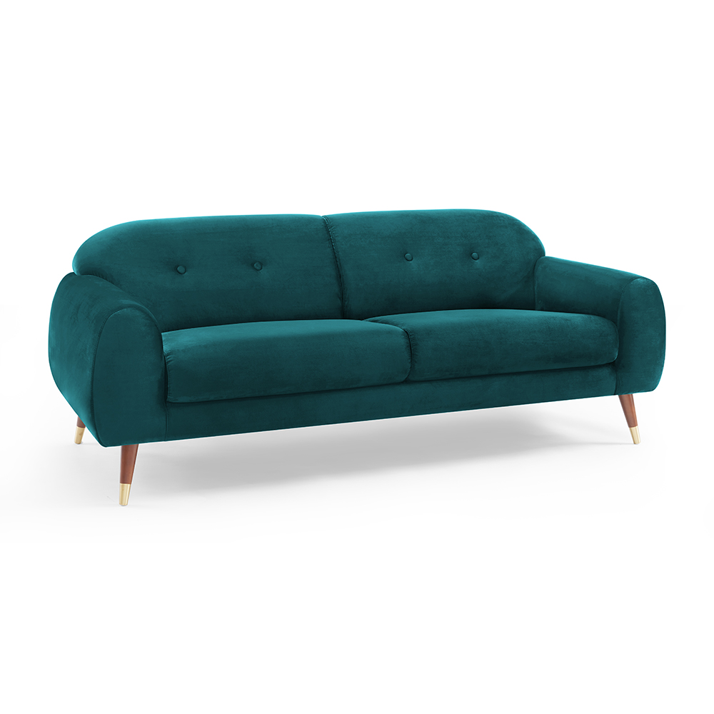 IRIS 78.7" Velvet Wide Arm Sofa with Curved Backrest for Living Room, Bedroom, Office, Hotel, Bar - Petro Green