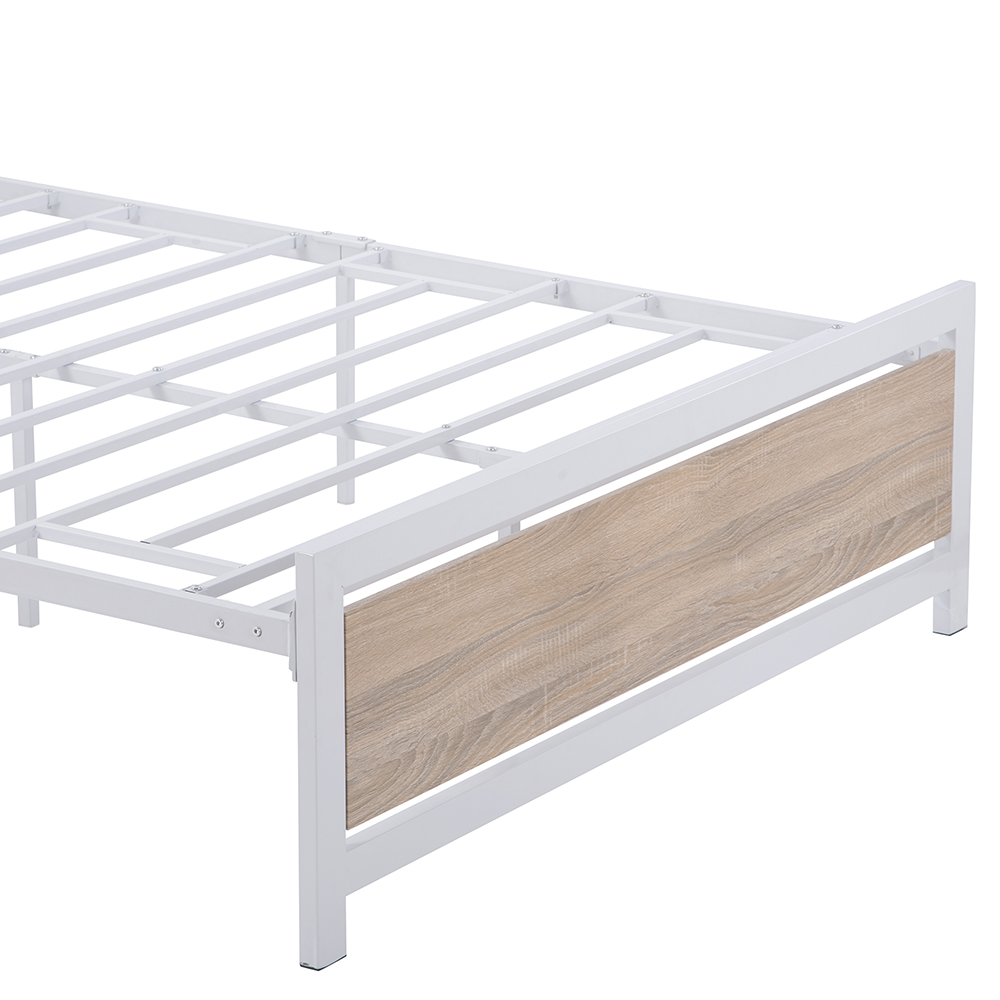 Home Metal Bed Frame with Headboard and Footboard Full Size (Only Frame) - White