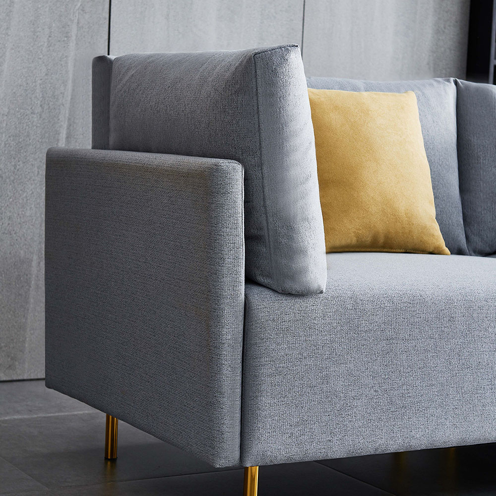 74" Dual Person Fabric Sofa Metal Legs Foam Filling, Easy to Clean, for Living Room, Apartment, Studio, Office - Gray