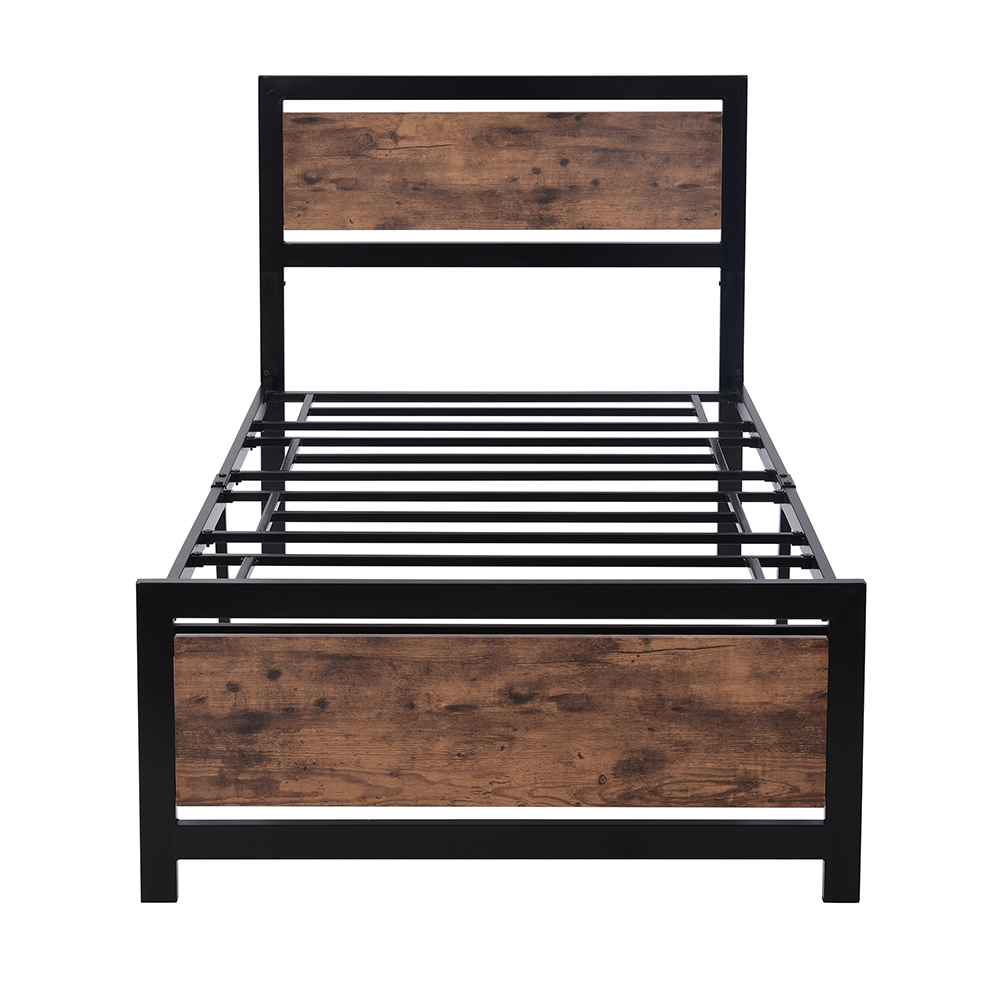 Home Metal Bed Frame with Headboard and Footboard Twin Size (Only Frame) - Black