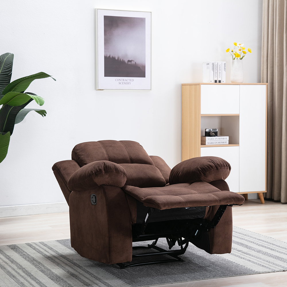 Velvet Recliner with Armrests and Reclining Backrest for Living Room, Bedroom, Theater, Office - Brown