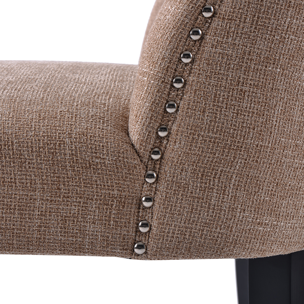 TOPMAX Linen Upholstered Chair Set of 6, with Curved Backrest and Rubber Wood Legs for Dining Room, Bedroom, Living Room, Office - Ginger