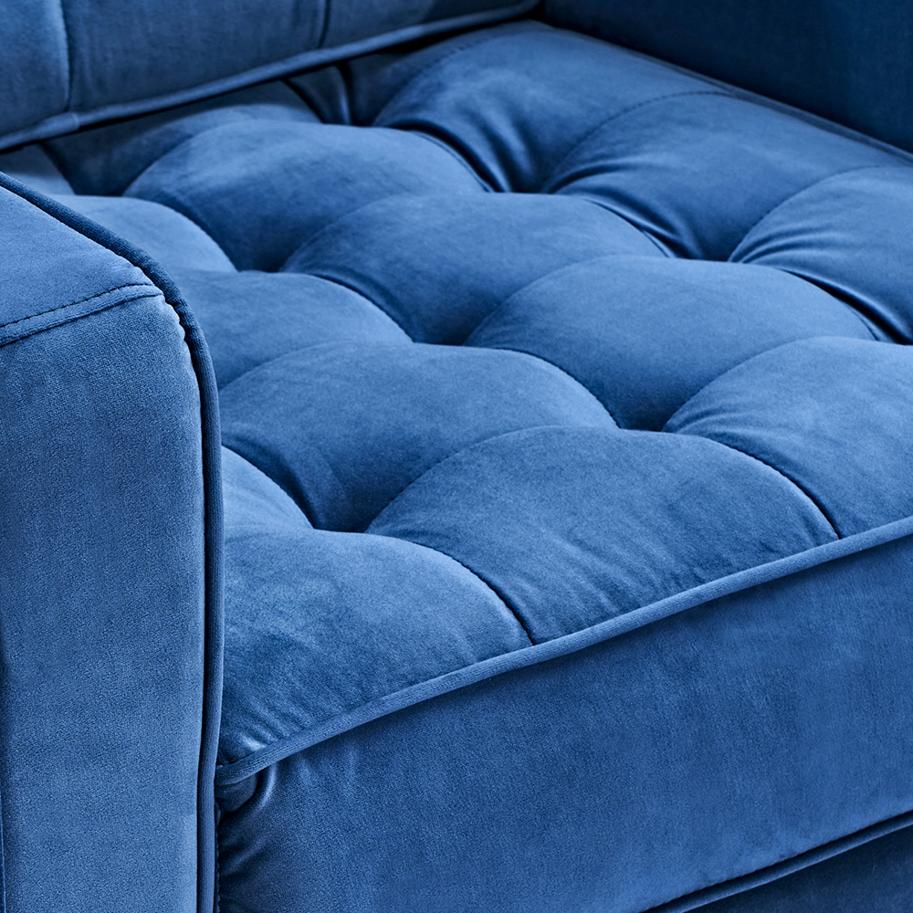 1-seat Velvet Sofa with Backrest and Armrests for Living Room, Bedroom, Office, Hotel, Bar - Blue