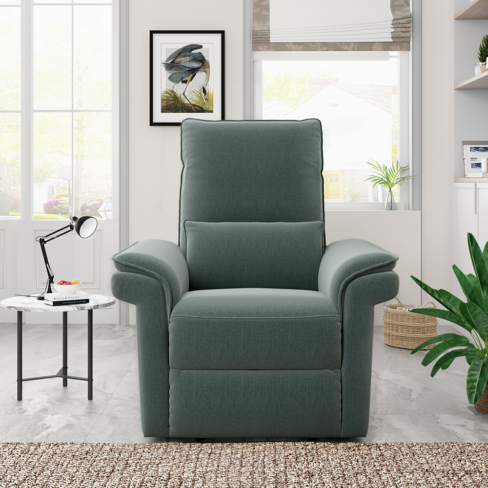 Orisfur Microfiber Upholstered Recliner Solid Wood Frame with Backrests and Armrests for Bedroom, Living Room, Office - Green