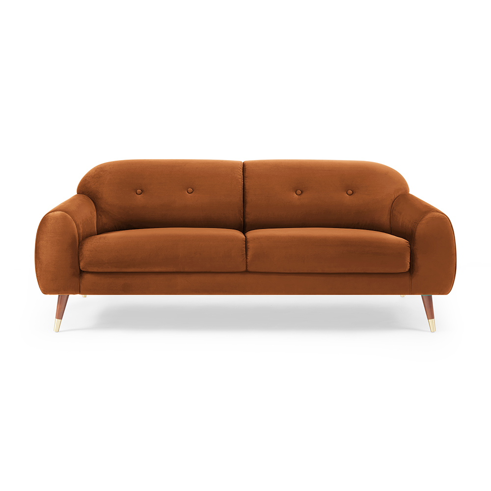 IRIS 78.7" Velvet Wide Arm Sofa with Curved Backrest for Living Room, Bedroom, Office, Hotel, Bar - Curry
