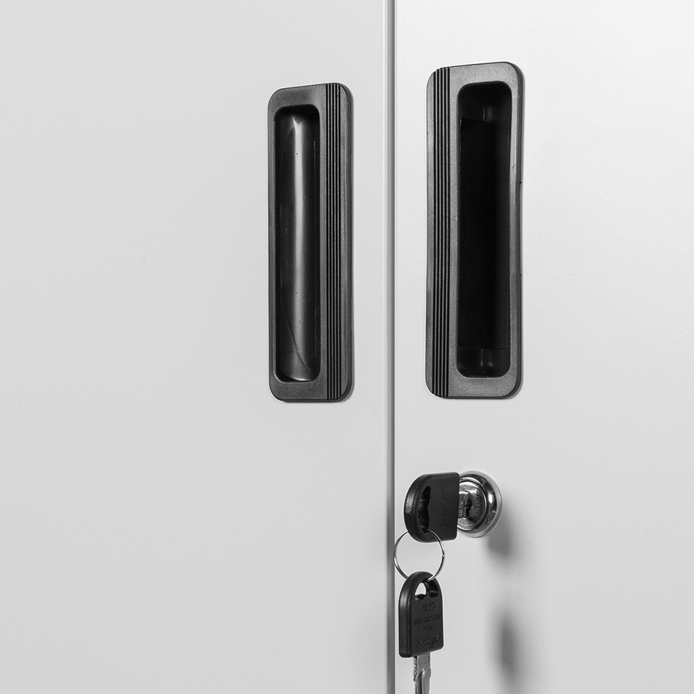 Five-layer Steel Storage Cabinet with 4 Adjustable Partitions and Lockable Doors - Black