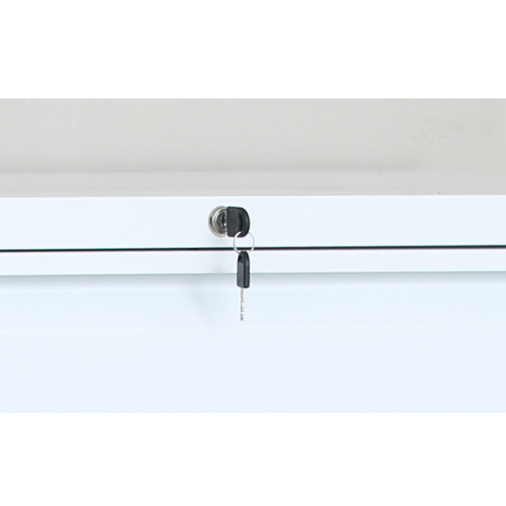 Home Office Steel Lateral File Cabinet with 3 Drawers and Lock - White