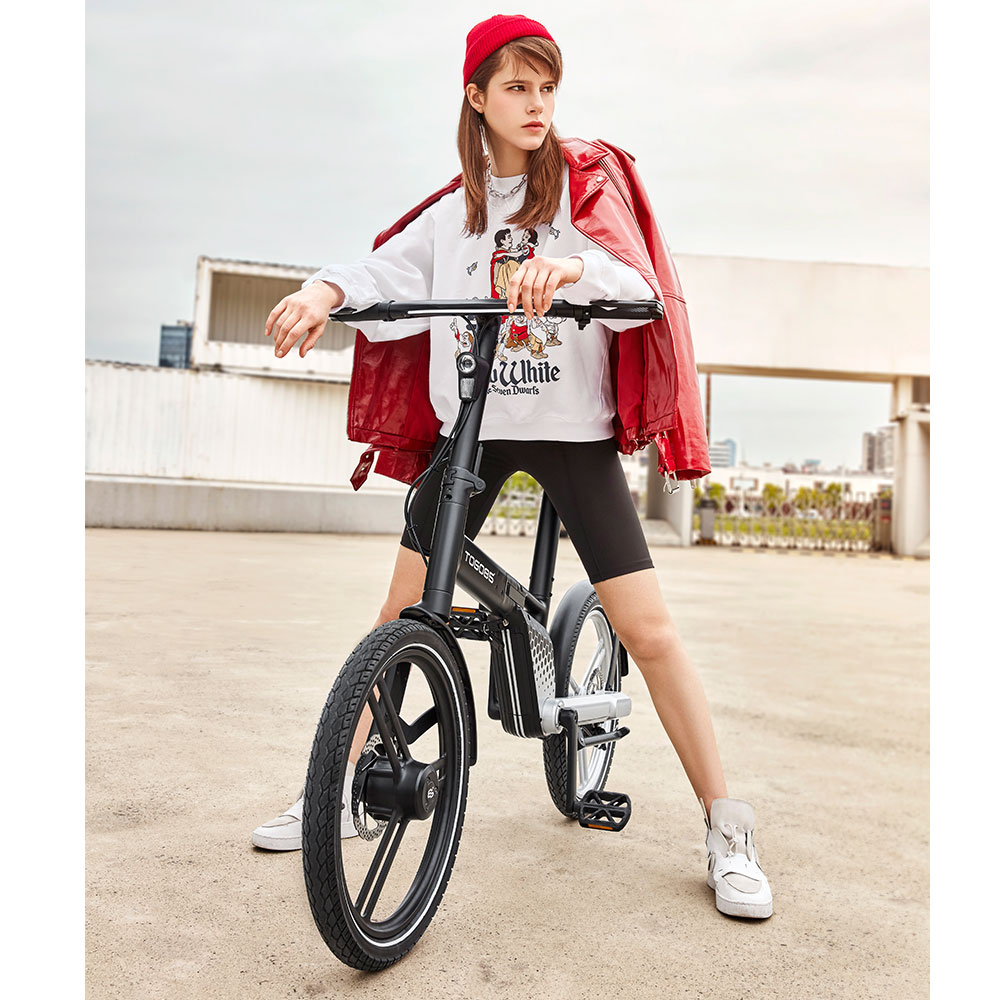 TOGO85 Shaft drive Electric Bike 20 inch Kenda Tire 36V 200W motor 25km/h 6.2Ah Battery up to 35km Range Aluminum Alloy Frame Disk Brake IP65 Black