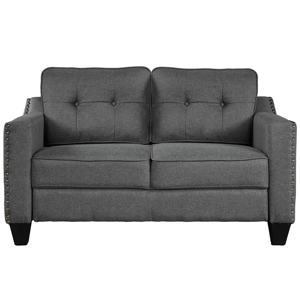 U-STYLE 3+2+1-Seat Linen Blend Fabric Tufted Sofa Set, with Solid Wood Frame and Plastic Feet, for Living Room, Bedroom, Office, Apartment - Grey