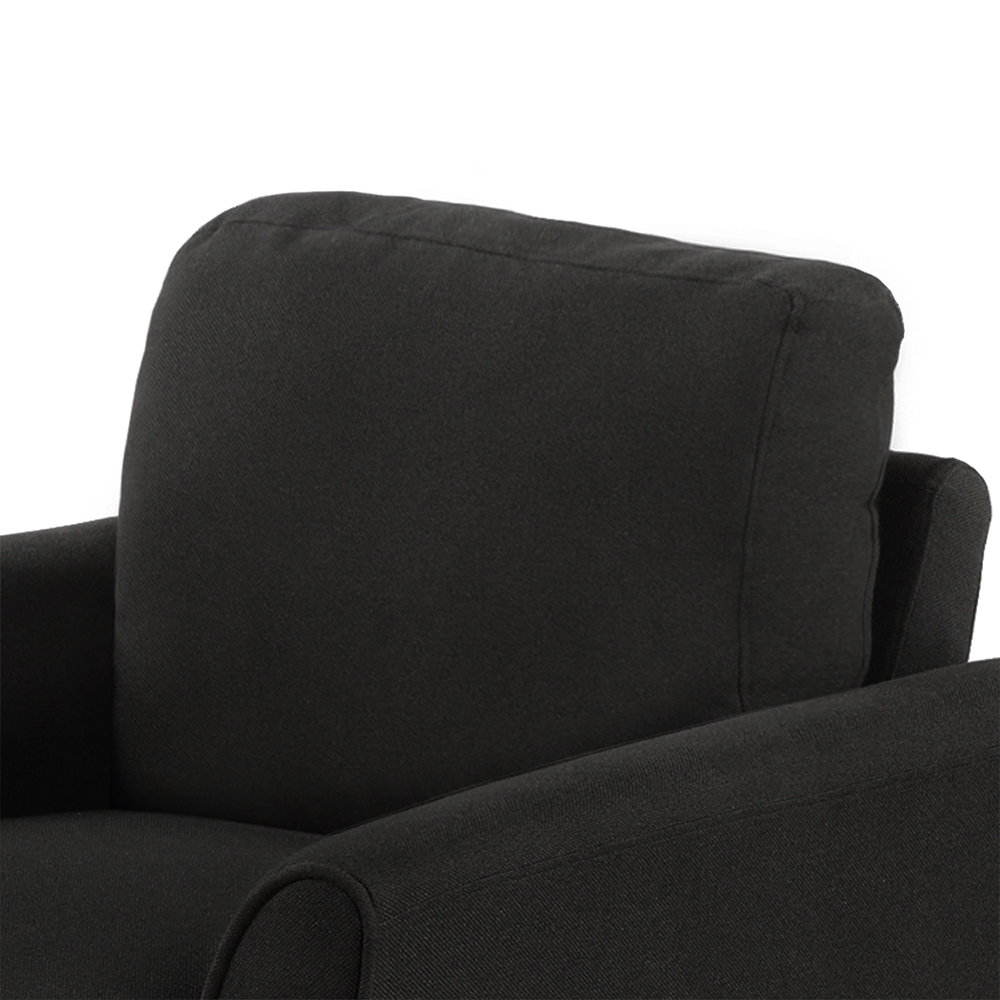 1-Seat Linen Fabric Upholstered Sofa with Armrest and Backrest, for Living Room, Bedroom, Office, Apartment - Black