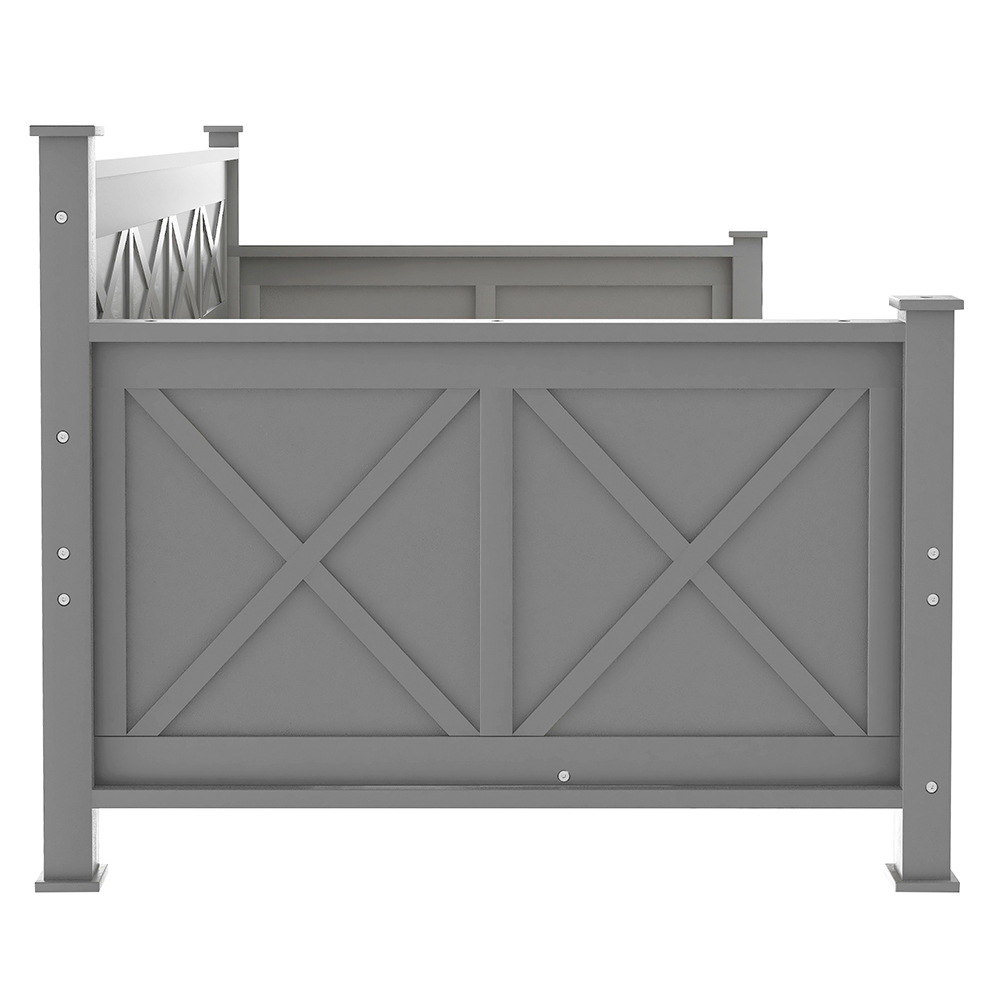 Twin Size Rustic Style Wooden Daybed Frame with 2 Storage Drawers and Wooden Slats Support, No Need for Spring Box, for Living Room, Bedroom, Office, Apartment - Gray