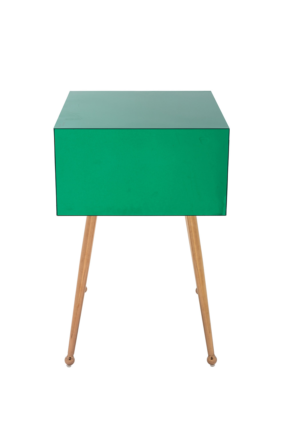 COOLMORE Mirror Bedside Table End Table with Metal High Legs for Living Room, Bedroom, Office, Dressing Room - Green