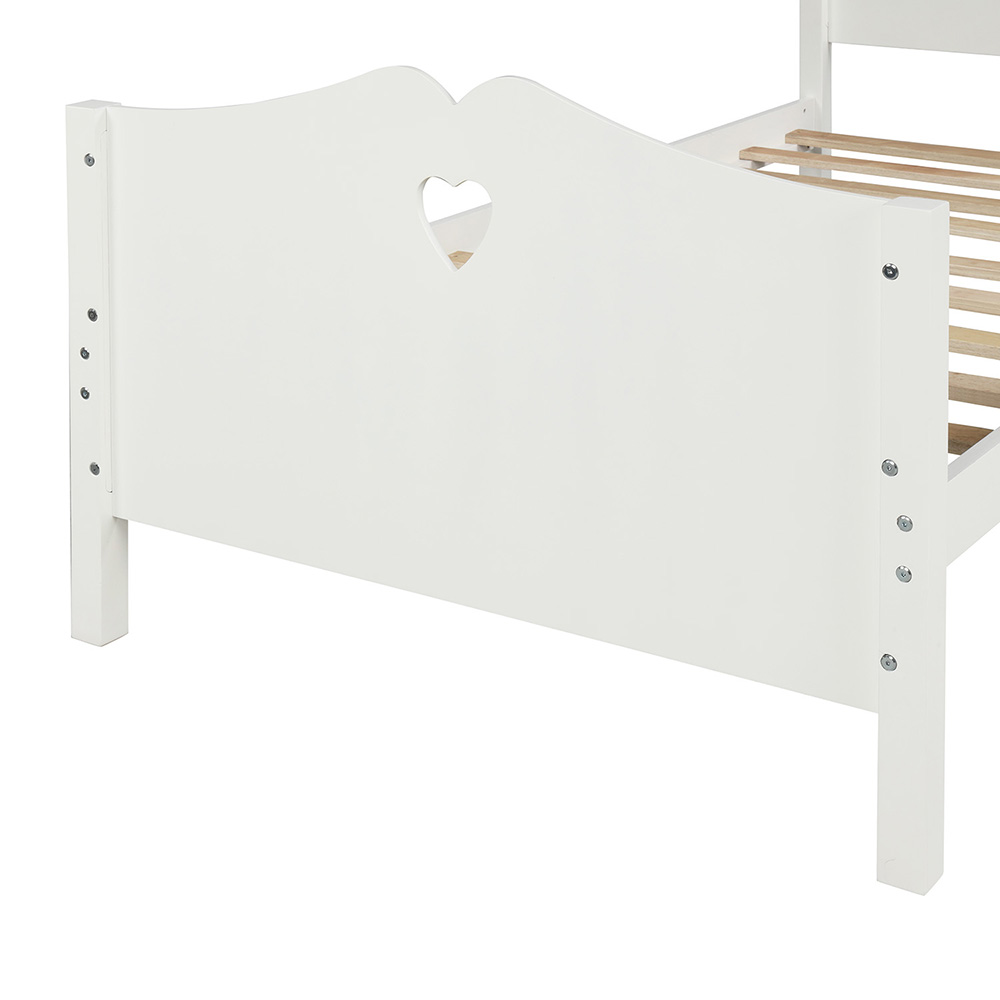 Twin-Size Wooden Platform Bed Frame with Headboard, Footboard, and Wooden Slat Support, No Need for Box Spring - White