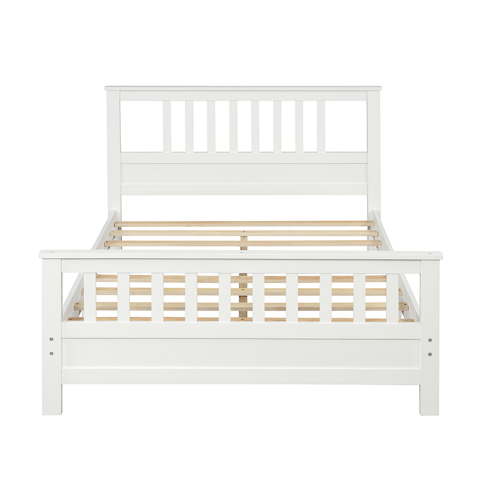 Full Size Wooden Platform Bed Frame with Headboard, Footboard, and Wooden Slats Support, No Spring Box Required (Frame Only) - White