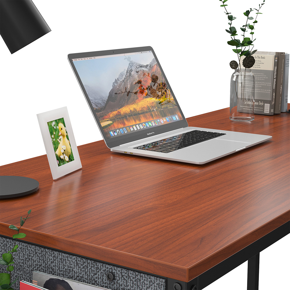 Home Office 47" Computer Desk with Adjustable Leg Pads and Storage Bag - Teak