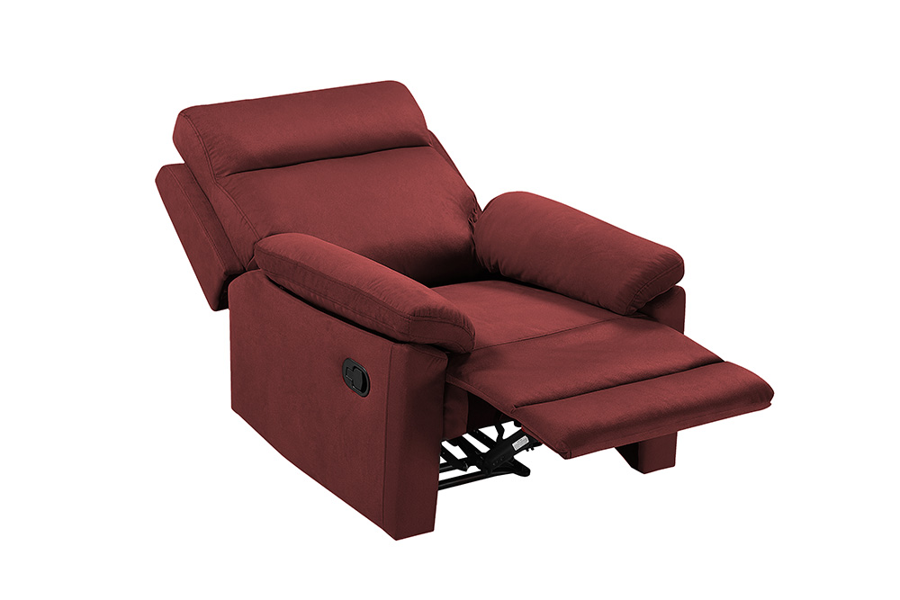 Polyester Recliner with Backrest and Armrest for Living Room, Bedroom, Home Theater, Office - Red