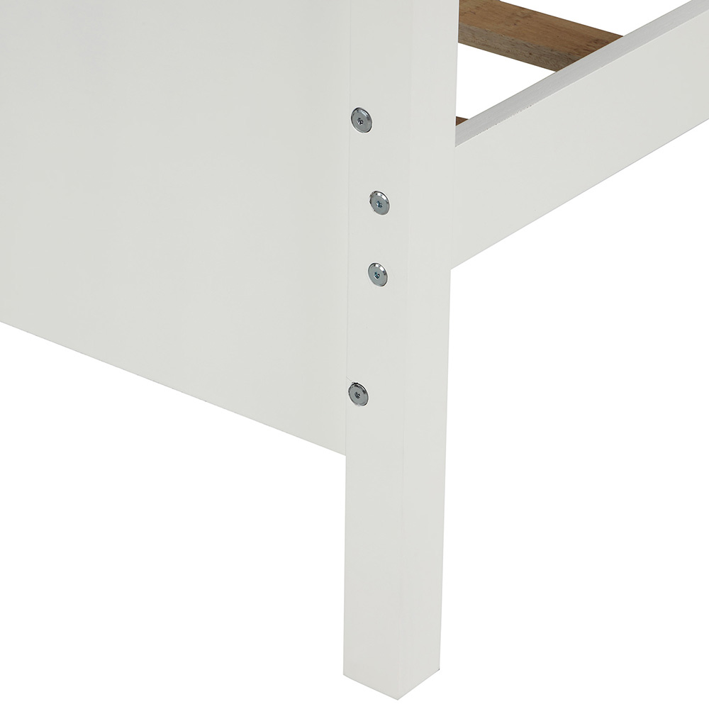 Twin-Size Wooden Platform Bed Frame with Headboard, Footboard, and Wooden Slat Support, No Need for Box Spring - White