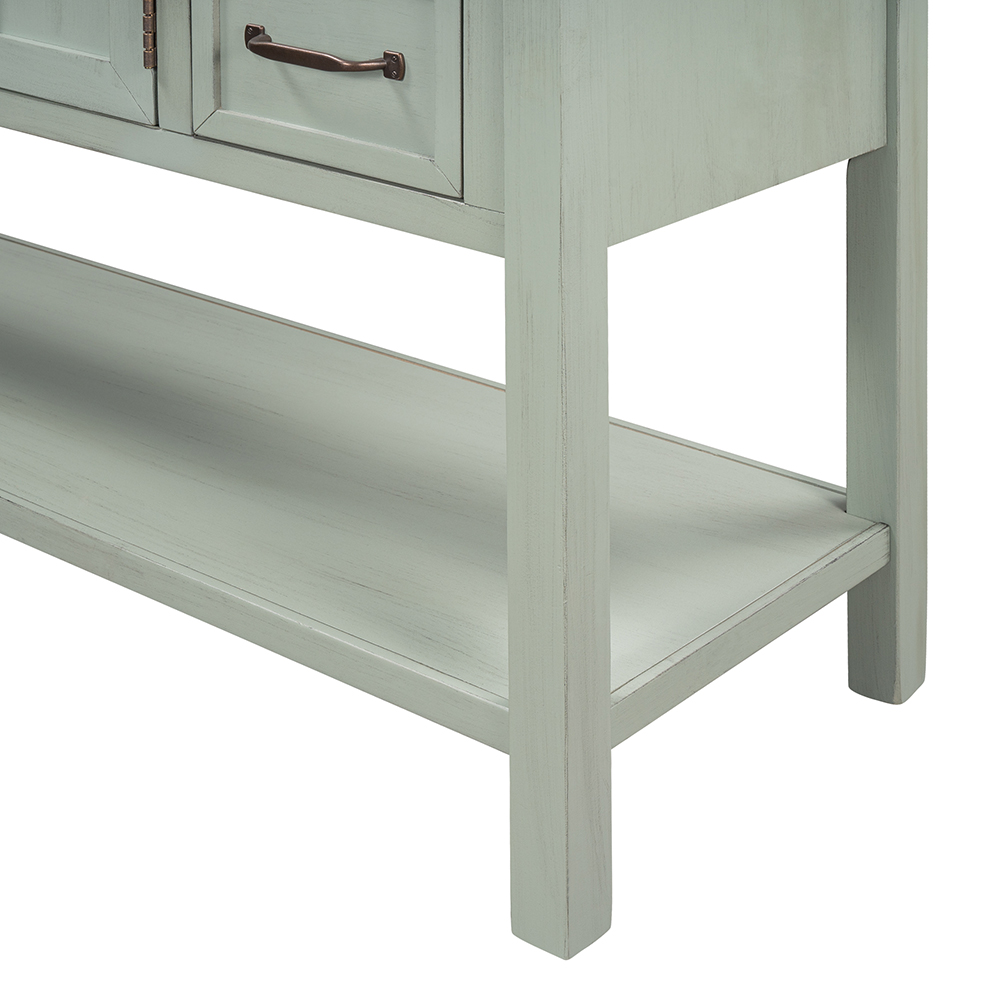 U-STYLE 43'' Modern Console Table, with 4 Drawers, 1 Cabinet and 1 Shelf, for Entrance Hallway, Dining Room, Kitchen - Green
