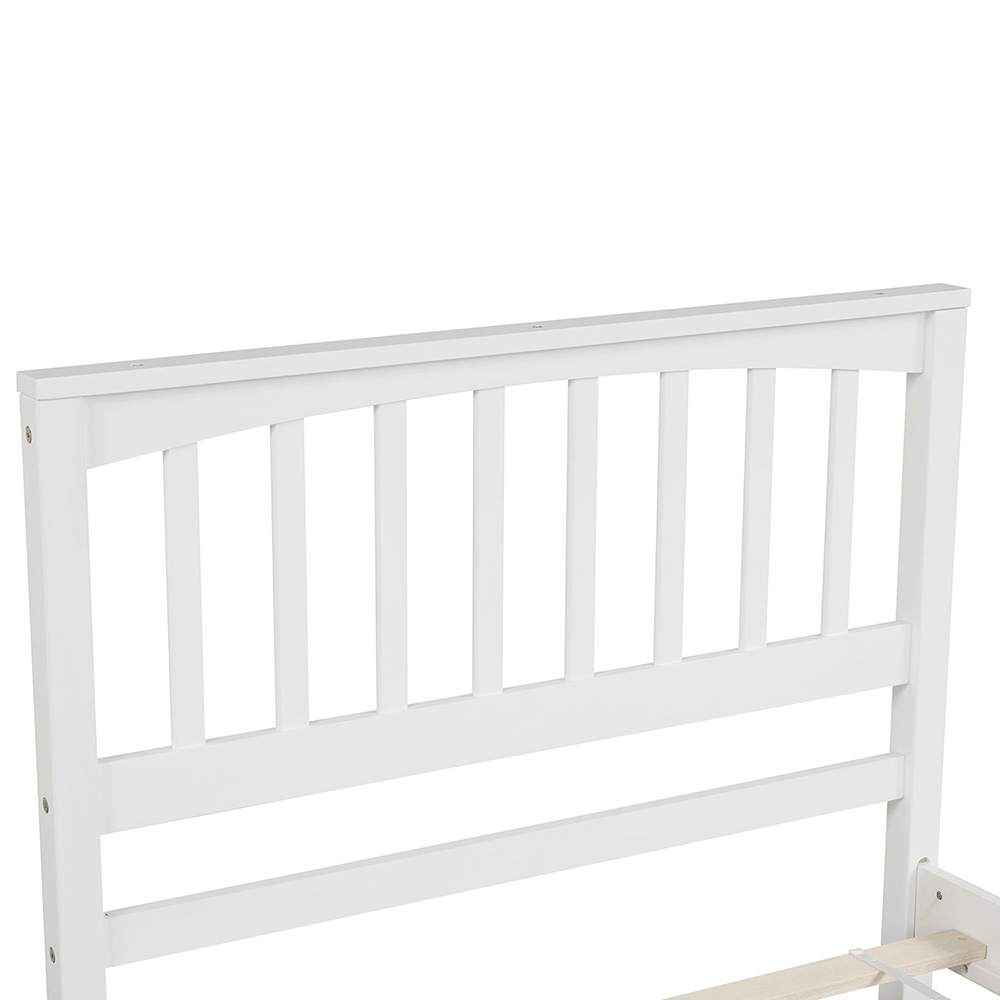 Twin Size Wooden Platform Bed Frame with Headboard, Footboard, and Wooden Slats Support, No Spring Box Required - White