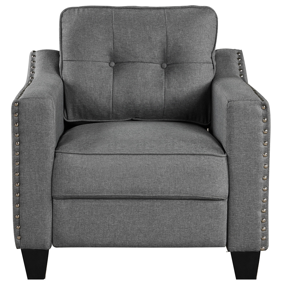 U-STYLE 3+2+1-Seat Linen Blend Fabric Tufted Sofa Set, with Solid Wood Frame and Plastic Feet, for Living Room, Bedroom, Office, Apartment - Grey