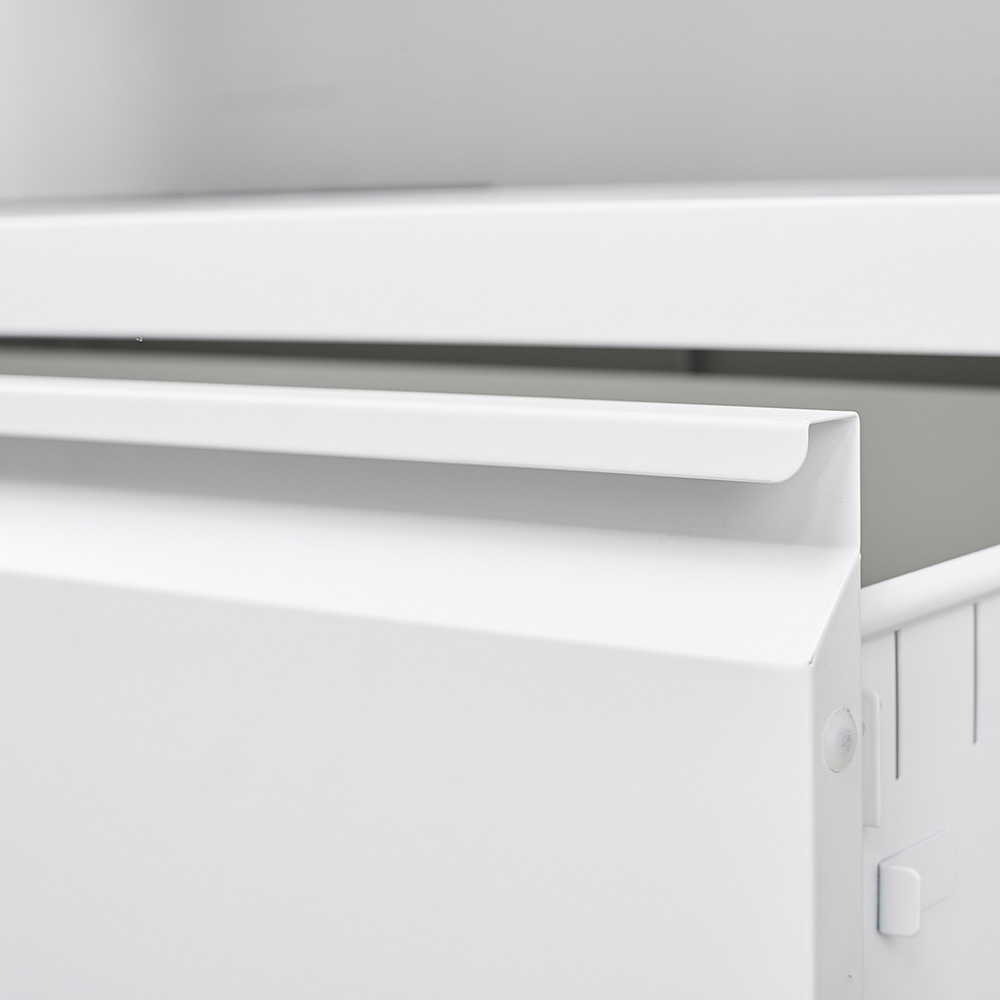 Home Office Lateral Metal Lockable File Cabinet with 2 Storage Drawers, for A4, Letter-Sized and Legal-Sized Hanging Documents - White