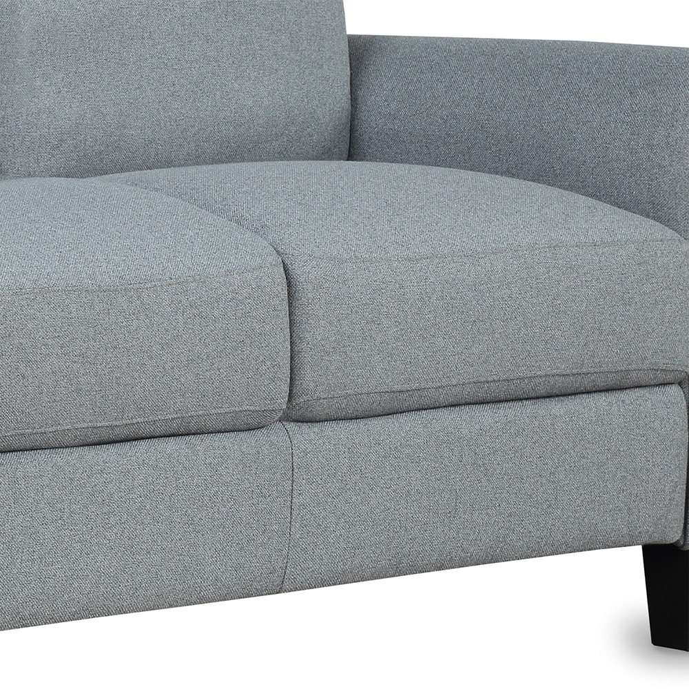 2-Seat Linen Fabric Sofa with Wooden Frame and Plastic Feet, for Living Room, Bedroom, Office, Apartment - Gray