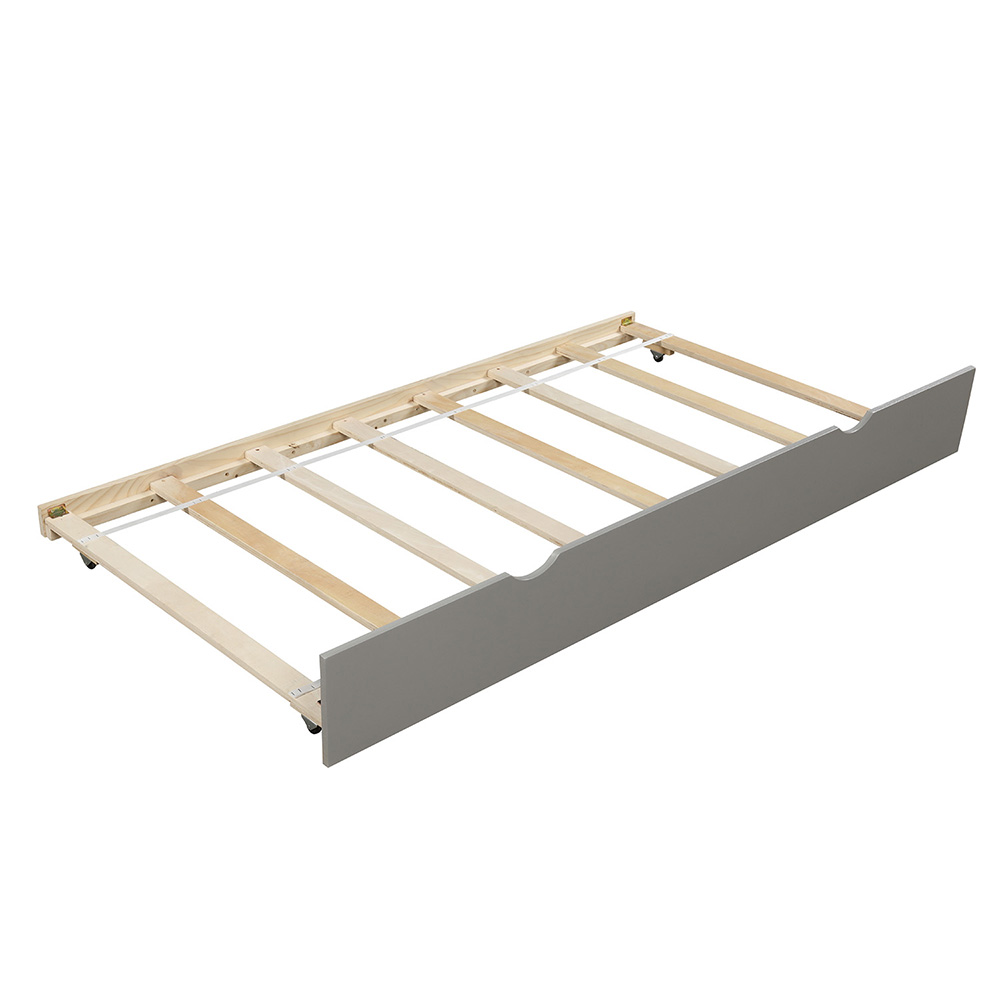 78" Twin Size Wooden Daybed with Trundle Bed and Wooden Slats Support, No Need for Spring Box, for Living Room, Bedroom, Office, Apartment - Gray