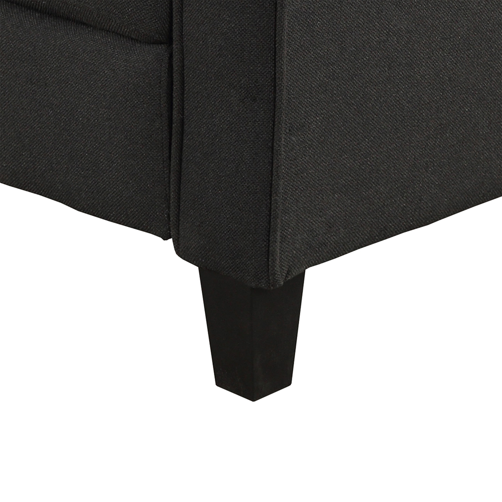 1-Seat Linen Fabric Upholstered Sofa with Armrest and Backrest, for Living Room, Bedroom, Office, Apartment - Black