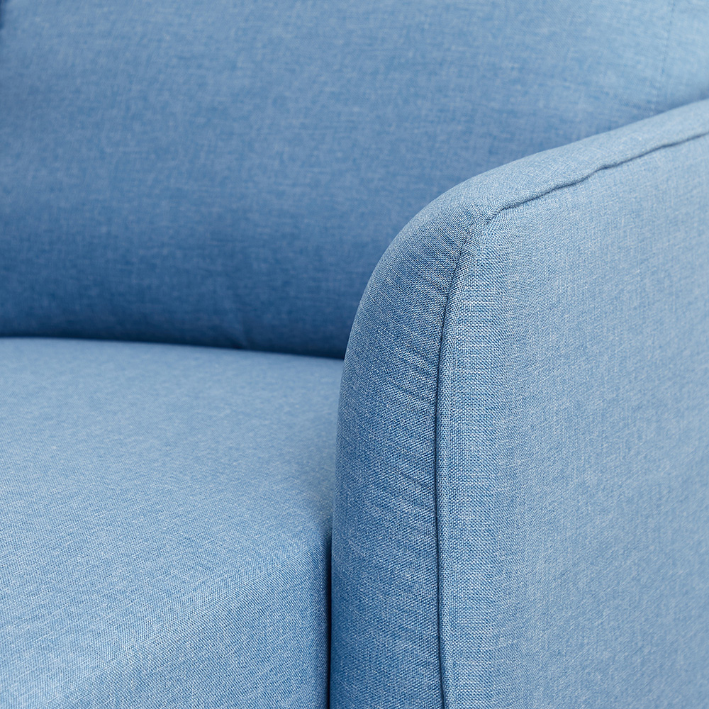 Polyester Fabric L-shaped Corner Sofa with 2 Pillows and Ottoman for Living Room, Bedroom, Office, Apartment - Blue
