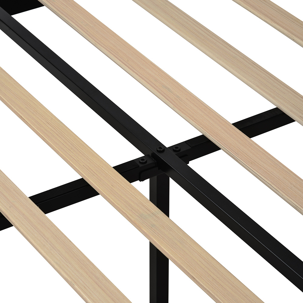Queen-Size Velvet Upholstered Platform Bed Frame with Storage Drawer and Wooden Slat Support - Beige