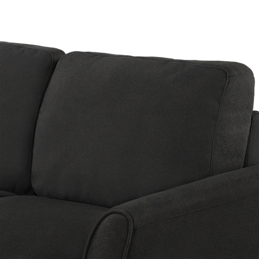 2-Seat Linen Fabric Sofa with Wooden Frame and Plastic Feet, for Living Room, Bedroom, Office, Apartment - Black