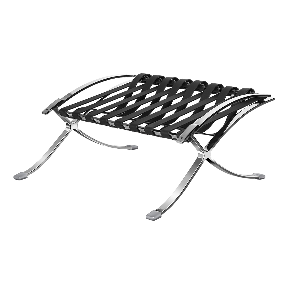 Folding Lounge Chair with Ottoman, Solid Steel Frame High-density Sponge Filling, for Living Room, Leisure Area, Club, Office, Roof - Black