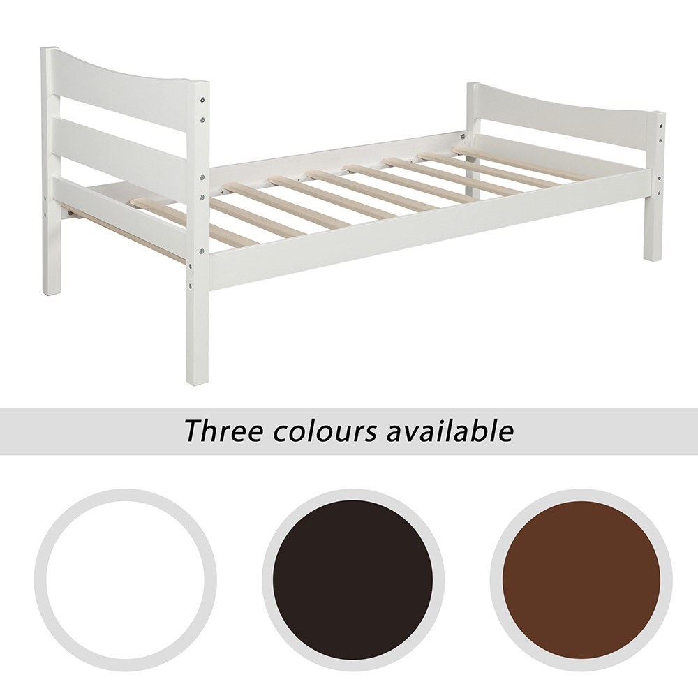 Twin Size Wooden Platform Bed Frame with Headboard, and Wooden Slats Support, No Spring Box Required (Frame Only) - White